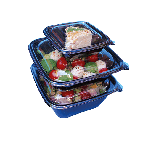 Boîtes salade noires ou transparentes avec couvercle séparé